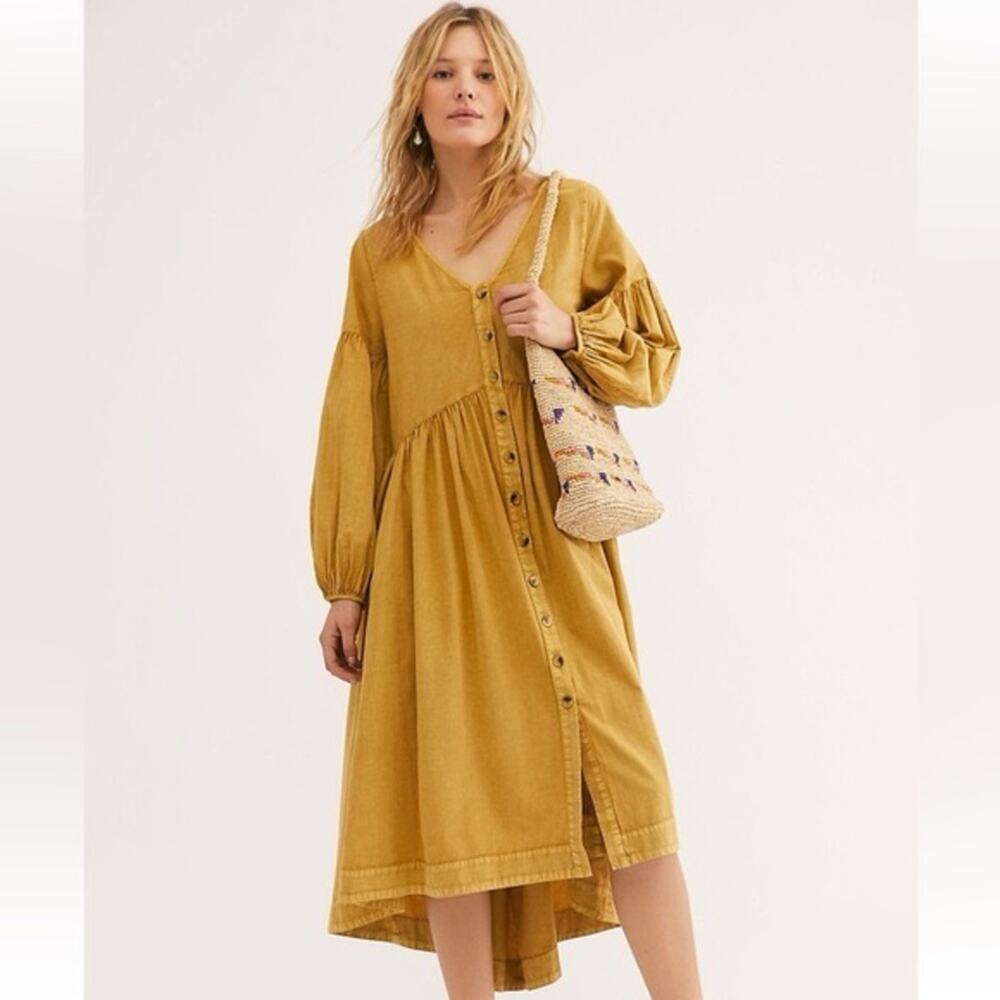 Free People Boho long sleeve Stevie Midi Dress XS